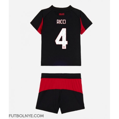 Camiseta AC Milan Samuele Ricci #4 Primera Equipación para niños 2025-26 manga corta (+ pantalones cortos)